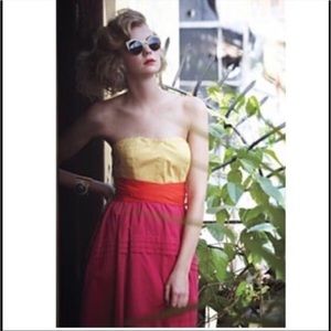 Anthropologie colorblock strapless dress